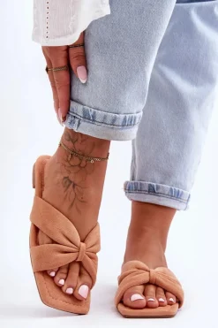 Discount Boto Damskie Welurowe Klapki Pomarańczowe Vanilla Sky