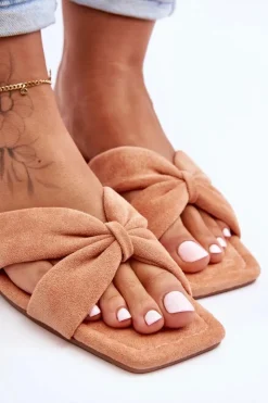 Discount Boto Damskie Welurowe Klapki Pomarańczowe Vanilla Sky