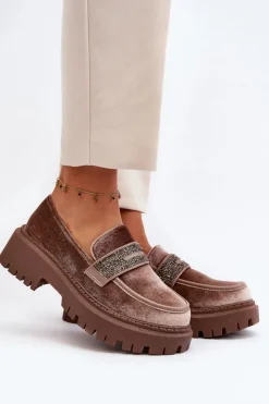 Boto Mokasyny Na Platformie|Mokasyny Damskie Zamszowe*Damskie Welurowe Mokasyny Z Ozdobą Brązowe Wendreda