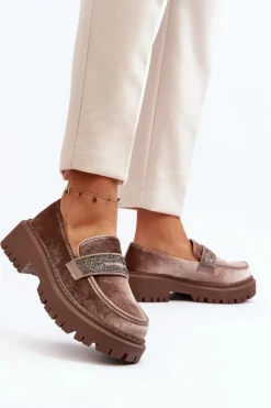 Boto Mokasyny Na Platformie|Mokasyny Damskie Zamszowe*Damskie Welurowe Mokasyny Z Ozdobą Brązowe Wendreda