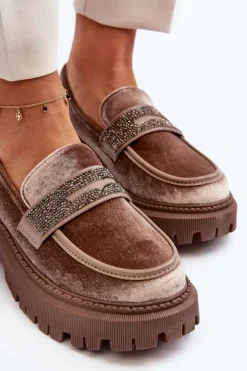 Boto Mokasyny Na Platformie|Mokasyny Damskie Zamszowe*Damskie Welurowe Mokasyny Z Ozdobą Brązowe Wendreda