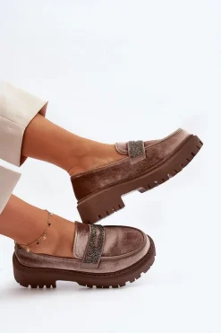 Boto Mokasyny Na Platformie|Mokasyny Damskie Zamszowe*Damskie Welurowe Mokasyny Z Ozdobą Brązowe Wendreda