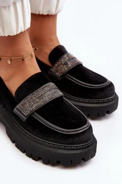 Boto Mokasyny Na Platformie|Mokasyny Damskie Zamszowe*Damskie Welurowe Mokasyny Z Ozdobą Czarne Wendreda