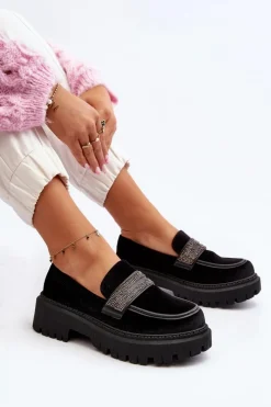 Boto Mokasyny Na Platformie|Mokasyny Damskie Zamszowe*Damskie Welurowe Mokasyny Z Ozdobą Czarne Wendreda
