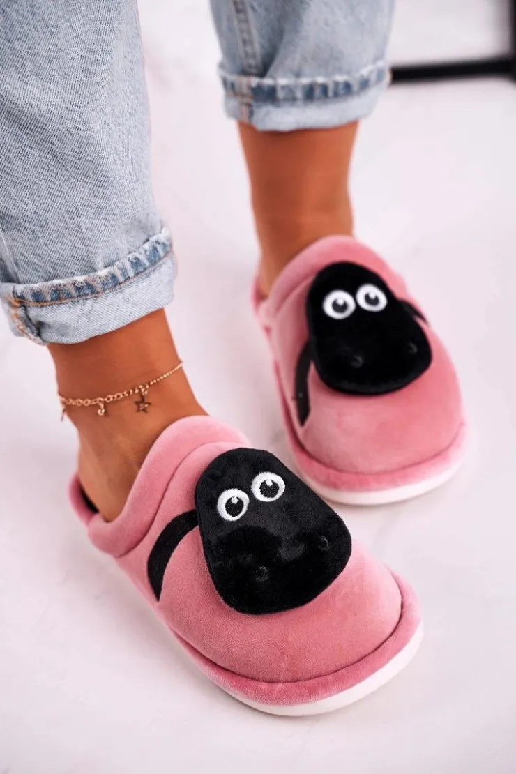 Best Boto Damskie Welurowe Papcie Z Owieczką Pudrowy Róż Charlie