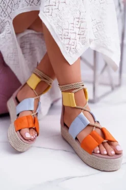 Boto Sandały Płaskie*Damskie Wielokolorowe Sandały Na Platformie Espadryle Manado