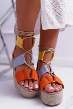 Boto Sandały Płaskie*Damskie Wielokolorowe Sandały Na Platformie Espadryle Manado