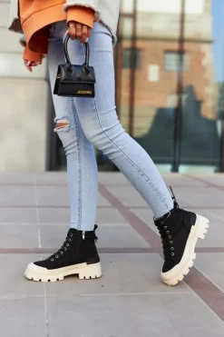 Damskie buty S.Barski Botki Wiosenne|Damskie Trapery*Damskie Wiosenne Botki Trapery Czarne Larina