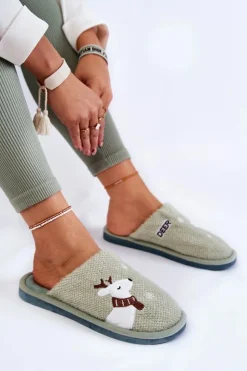 Hot Boto Damskie Świąteczne Papcie Z Reniferem Zielone Millio