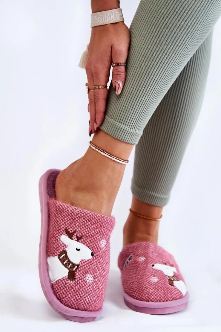 Hot Boto Damskie Świąteczne Papcie Z Reniferem Fioletowe Millio