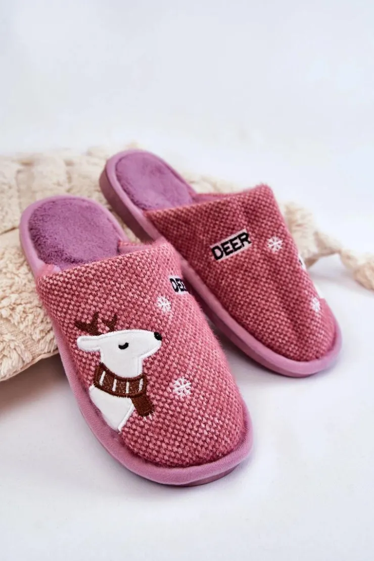 Hot Boto Damskie Świąteczne Papcie Z Reniferem Fioletowe Millio