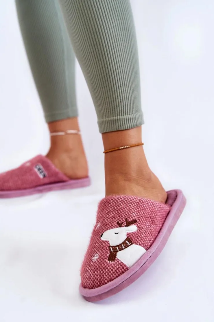 Hot Boto Damskie Świąteczne Papcie Z Reniferem Fioletowe Millio