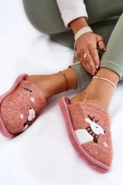 Damskie Boto Damskie Świąteczne Papcie Z Reniferem Różowe Millio