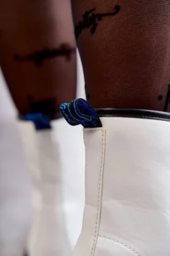 Damskie Boto Damskie Wiązane Botki Glany Białe Callie