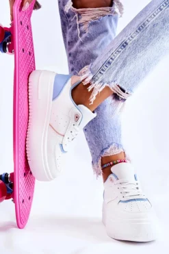 Boto Sneakersy Damskie*Damskie Wiązane Buty Sportowe Sneakersy Biało-Niebieskie Manila