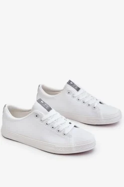 Outlet Evento Damskie Wiązane Klasyczne Trampki Białe Eleya Biały