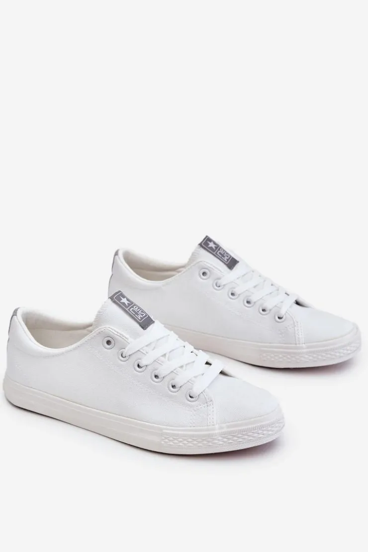 Outlet Evento Damskie Wiązane Klasyczne Trampki Białe Eleya Biały