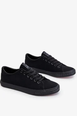 Evento Trampki Damskie Niskie*Damskie Wiązane Klasyczne Trampki Czarne Eleya Czarny