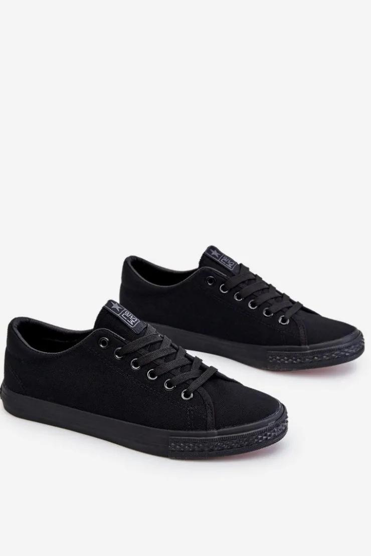 Evento Trampki Damskie Niskie*Damskie Wiązane Klasyczne Trampki Czarne Eleya Czarny