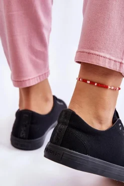 Evento Trampki Damskie Niskie*Damskie Wiązane Klasyczne Trampki Czarne Eleya Czarny