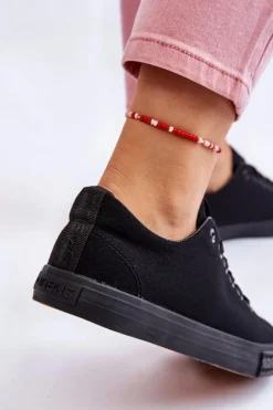 Evento Trampki Damskie Niskie*Damskie Wiązane Klasyczne Trampki Czarne Eleya Czarny