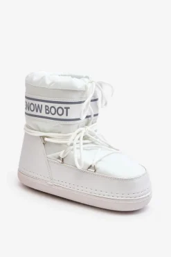 Boto Śniegowce Damskie*Damskie Wiązane Śniegowce Białe Soia Biały