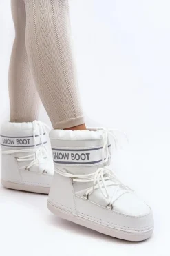 Boto Śniegowce Damskie*Damskie Wiązane Śniegowce Białe Soia Biały