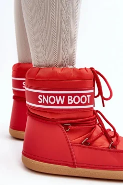 Damskie Boto Damskie Wiązane Śniegowce Czerwone Soia