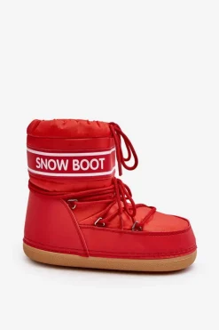 Damskie Boto Damskie Wiązane Śniegowce Czerwone Soia