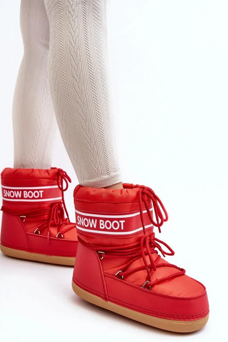 Damskie Boto Damskie Wiązane Śniegowce Czerwone Soia