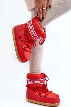 Damskie Boto Damskie Wiązane Śniegowce Czerwone Soia