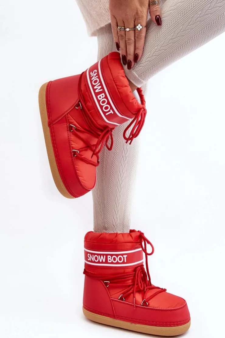 Damskie Boto Damskie Wiązane Śniegowce Czerwone Soia