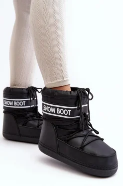 Outlet Boto Damskie Wiązane Śniegowce Czarne Soia Czarny