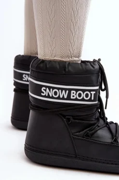 Outlet Boto Damskie Wiązane Śniegowce Czarne Soia Czarny