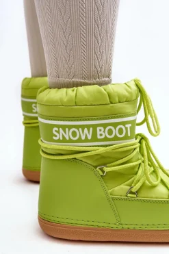 Outlet Boto Damskie Wiązane Śniegowce Oliwkowe Soia Zielony