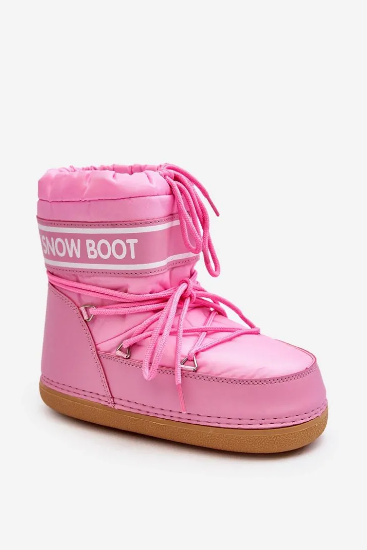 Boto Śniegowce Damskie*Damskie Wiązane Śniegowce Różowe Soia