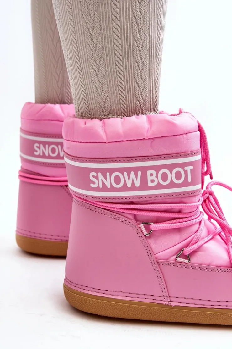 Boto Śniegowce Damskie*Damskie Wiązane Śniegowce Różowe Soia