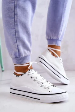 Damskie Damskie buty S.Barski Damskie Wiązane Tenisówki Białe Menifee