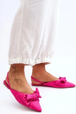 New Boto Damskie Wsuwane Baleriny Z Kokardą Fuksja Nadine
