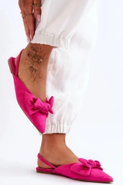 New Boto Damskie Wsuwane Baleriny Z Kokardą Fuksja Nadine