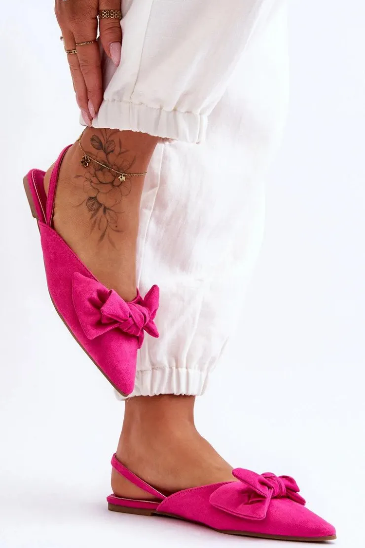 New Boto Damskie Wsuwane Baleriny Z Kokardą Fuksja Nadine