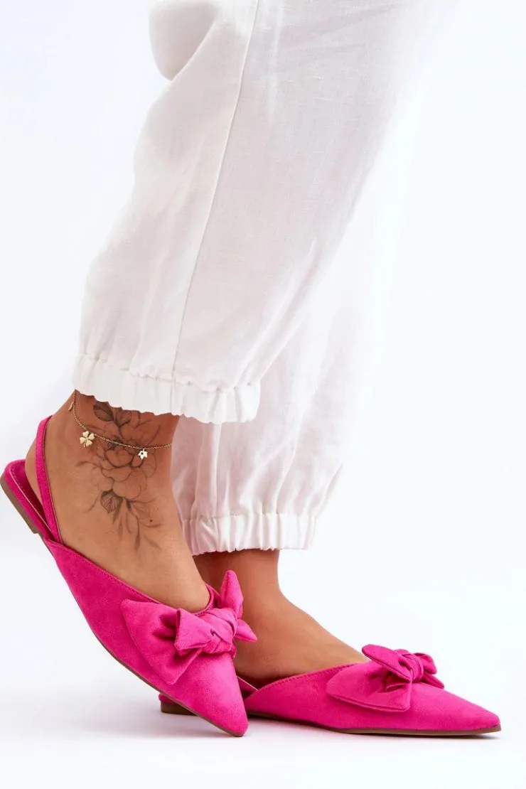 New Boto Damskie Wsuwane Baleriny Z Kokardą Fuksja Nadine