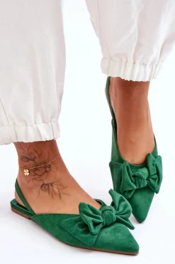 Damskie Boto Damskie Wsuwane Baleriny Z Kokardą Zielone Nadine