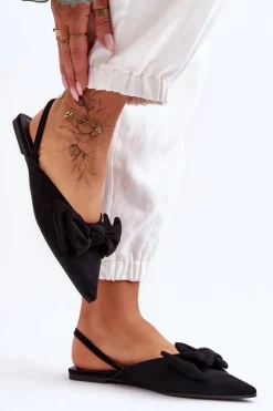 Boto Baleriny Klasyczne*Damskie Wsuwane Baleriny Z Kokardą Czarne Nadine