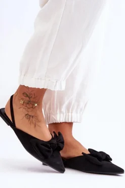 Boto Baleriny Klasyczne*Damskie Wsuwane Baleriny Z Kokardą Czarne Nadine