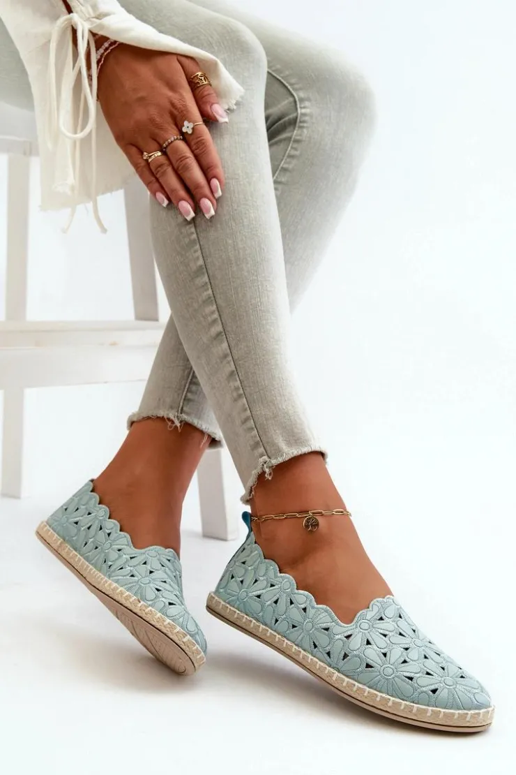 Evento Baleriny Klasyczne*Damskie Wsuwane Baleriny W Kwiaty Niebieskie Vennice