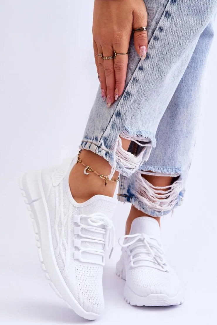 Boto Sneakersy Damskie*Damskie Wsuwane Buty Sportowe Sneakersy Białe Rosett