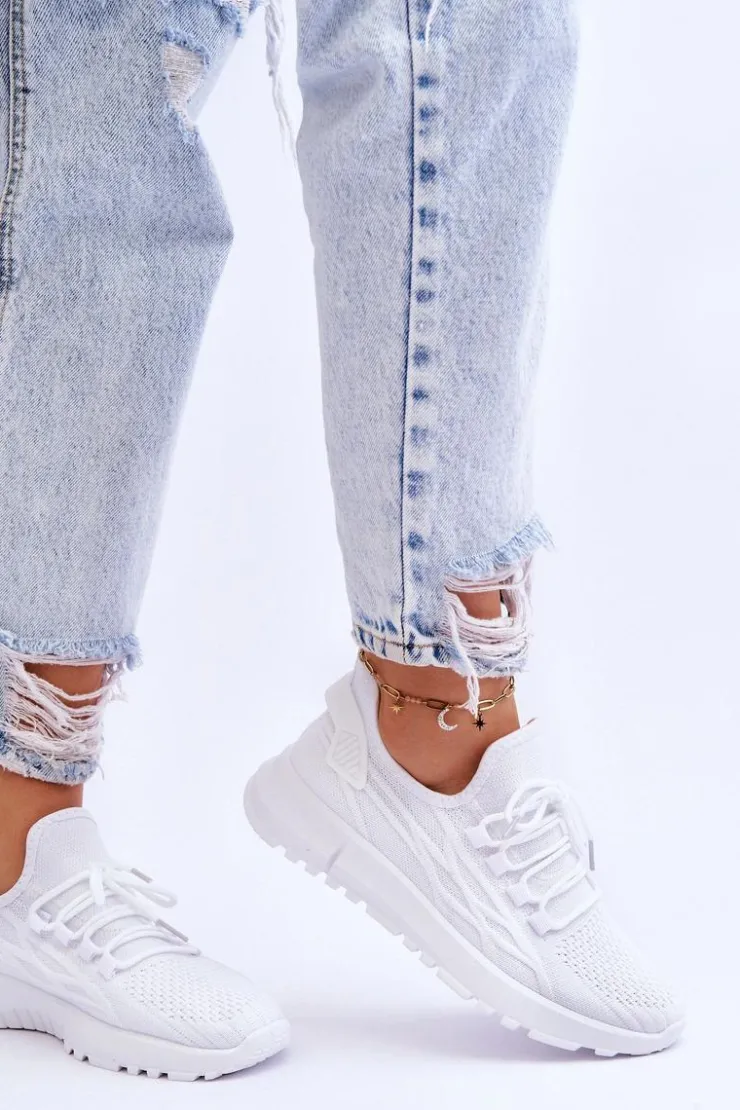 Boto Sneakersy Damskie*Damskie Wsuwane Buty Sportowe Sneakersy Białe Rosett