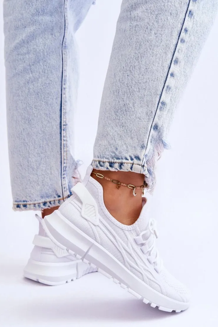 Boto Sneakersy Damskie*Damskie Wsuwane Buty Sportowe Sneakersy Białe Rosett