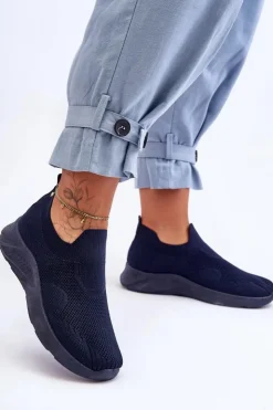 Online Boto Damskie Wsuwane Buty Sportowe Granatowe Claris